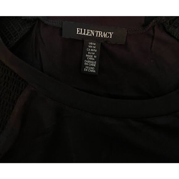 Ellen Tracy Black Long Sleeve, Mixed Media Top Size Medium NWT - Picture 4 of 6